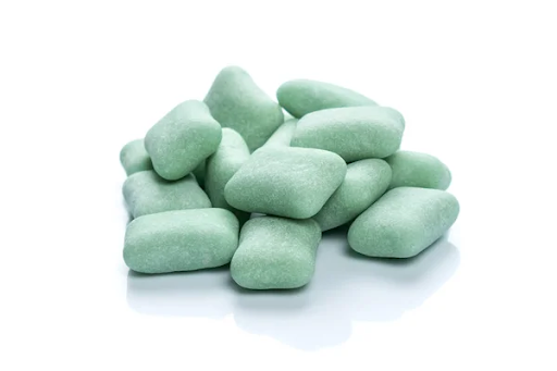 pile of sugar-free gum on white background